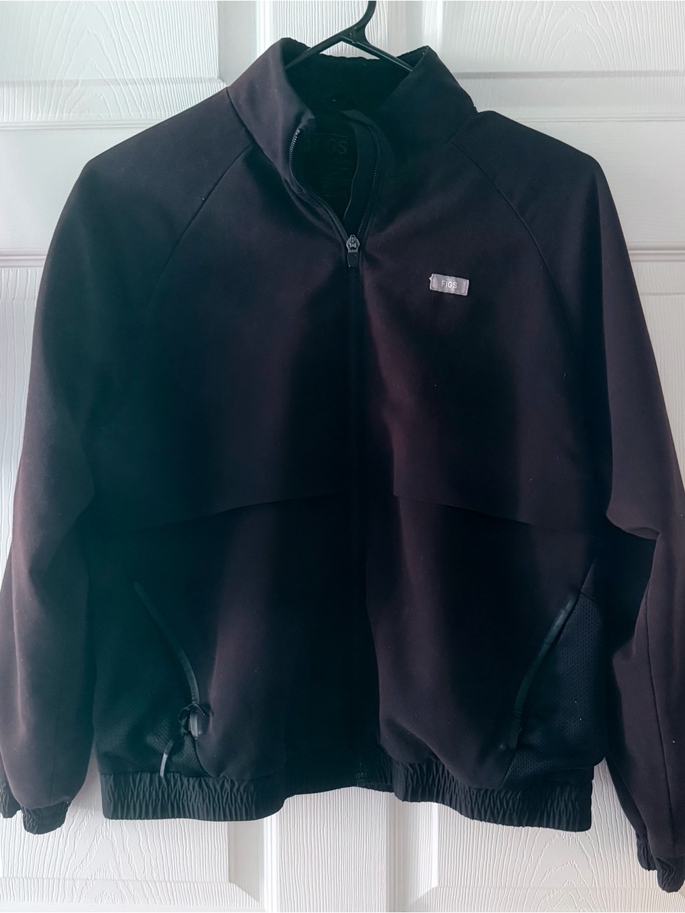 Figs Women's Black Full‑Zip Bomber Jacket